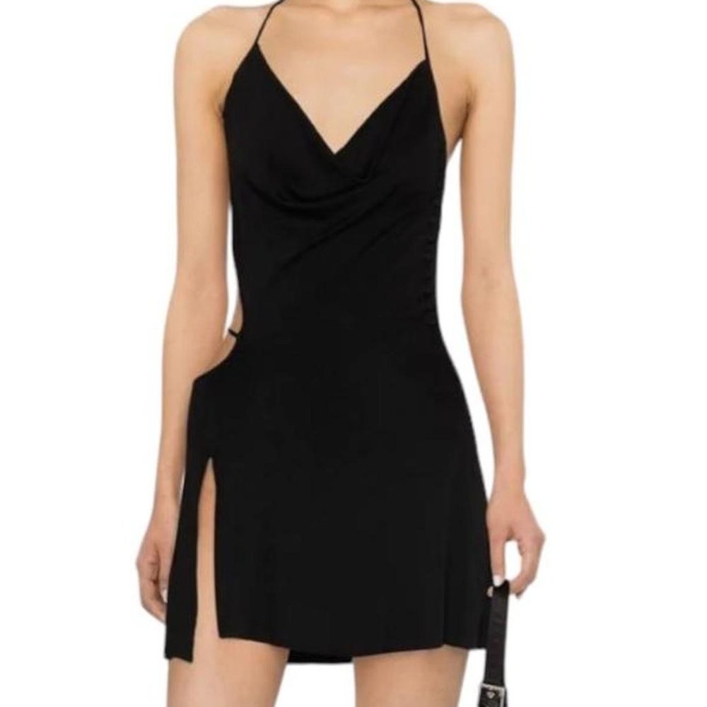 Danielle Guizio Black Cowl Mini Dress